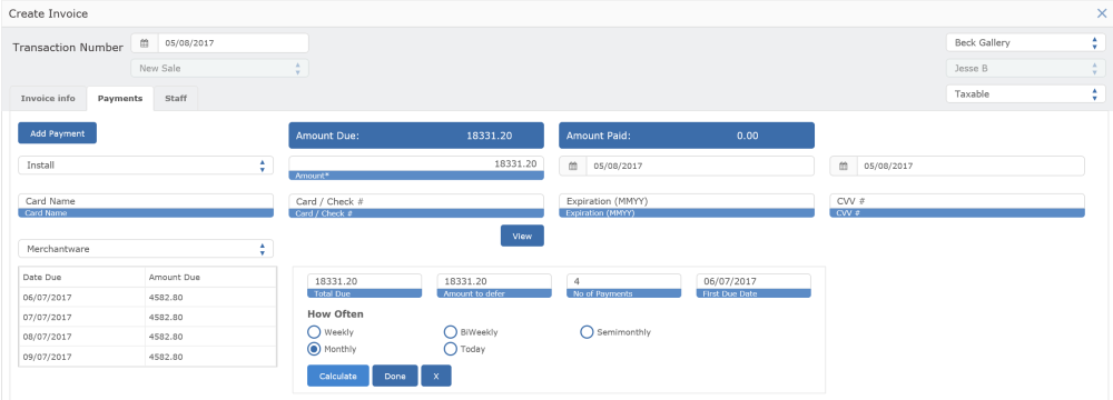 Layaway Payment Calculator