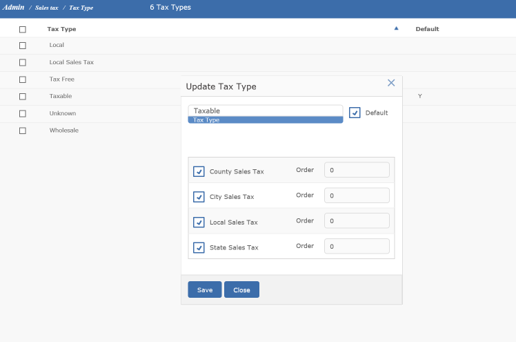 Tax Detail Screen